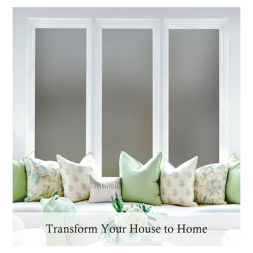 Coavas Window Film Frosted Glass Static Cling Frosting Cover 11.8 x 78.7 In Gray